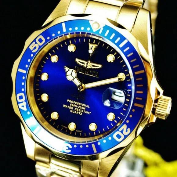 SALE! Classic 38mm Pro Diver 18k Gold Plated Watch